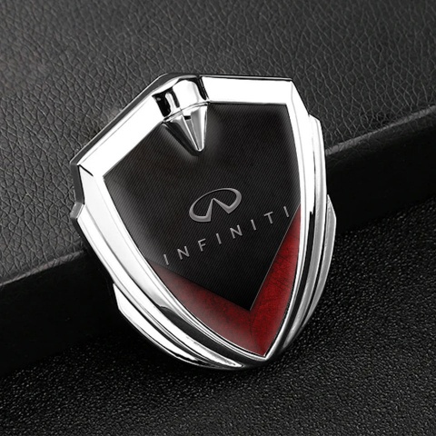 Infiniti Bodyside Emblem Self Adhesive Silver Dark Panel Red Fragments