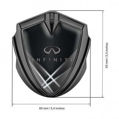 Infiniti Metal Emblem Self Adhesive Graphite Grey Hex Light Beams Effect
