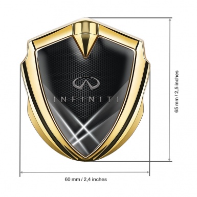 Infiniti Metal Emblem Self Adhesive Gold Grey Hex Light Beams Effect