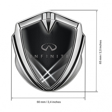 Infiniti Metal Emblem Self Adhesive Silver Grey Hex Light Beams Effect
