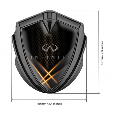 Infiniti Metal 3D Domed Emblem Graphite Orange Hex Light Strokes Effect