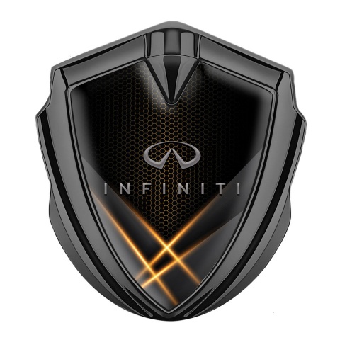 Infiniti Metal 3D Domed Emblem Graphite Orange Hex Light Strokes Effect