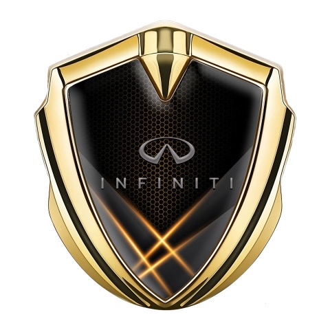 Infiniti Metal 3D Domed Emblem Gold Orange Hex Light Strokes Effect
