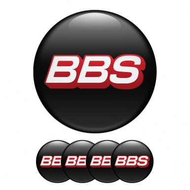 BBS Center Hub Dome Stickers Black Background Red Outline