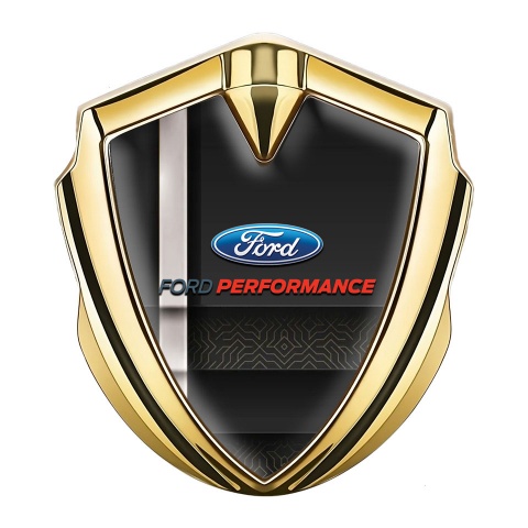 Ford Emblem Badge Self Adhesive Gold White Stripe Performance Edition