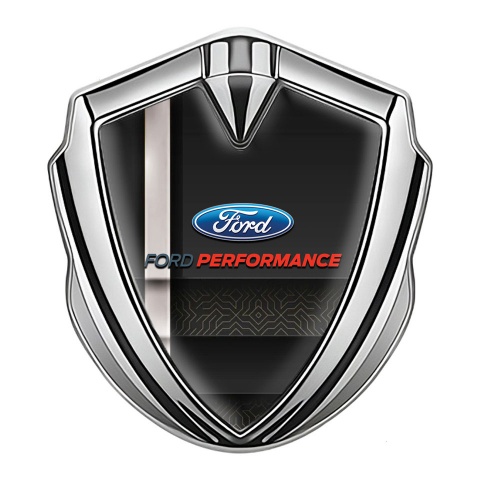 Ford Emblem Badge Self Adhesive Silver White Stripe Performance Edition