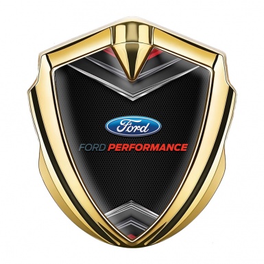 Ford Emblem Trunk Badge Gold Dark Mesh Crest Performance Edition