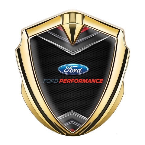 Ford Emblem Trunk Badge Gold Dark Mesh Crest Performance Edition