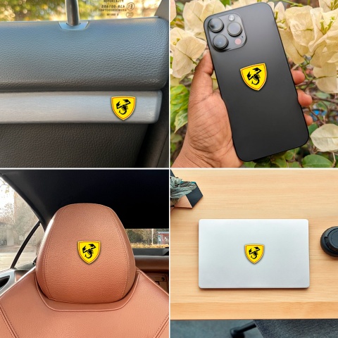 Fiat Abarth Emblem 3D Gel Silicone Sticker Domed Yellow Black