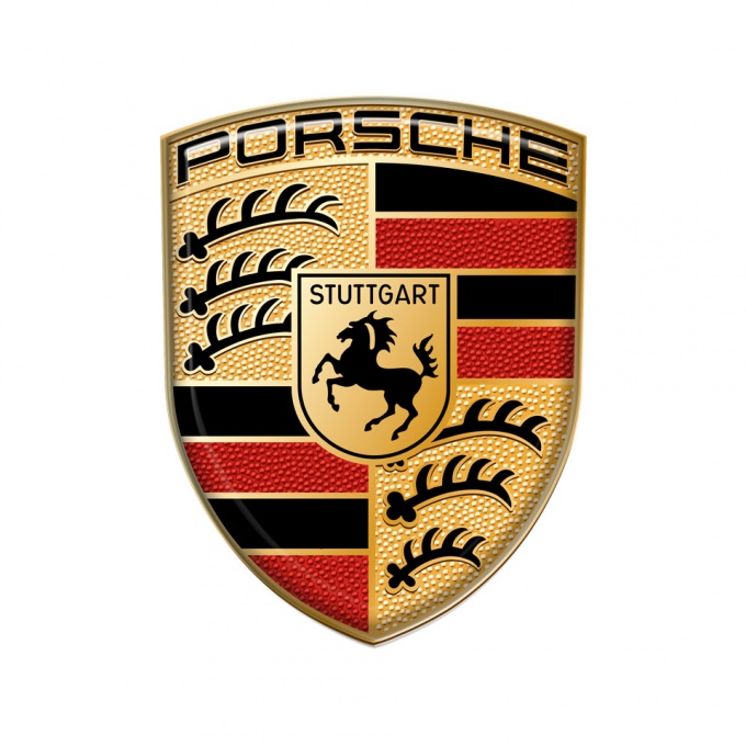 Porsche Emblem 3D Gel Silicone Sticker Domed, Domed Emblems, Stickers