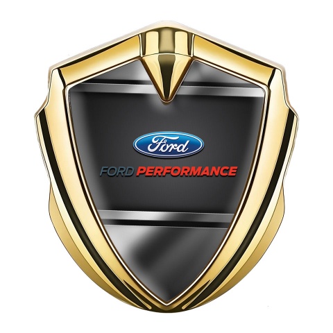 Ford Bodyside Domed Emblem Gold Gradient Frame Red Characters