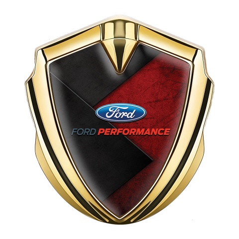 Ford Emblem Fender Badge Gold Red Charcoal Base Performance Motif