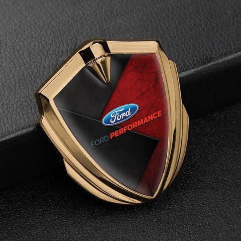 Ford Emblem Fender Badge Gold Red Charcoal Base Performance Motif