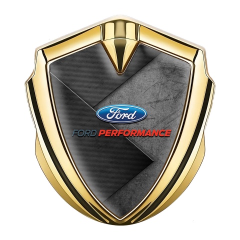Ford Fender Emblem Badge Gold Charcoal Stone Base Oval Design