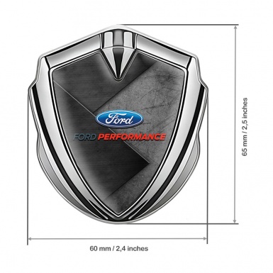 Ford Fender Emblem Badge Silver Charcoal Stone Base Oval Design