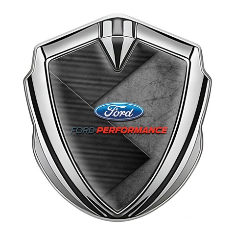Ford Fender Emblem Badge Silver Charcoal Stone Base Oval Design