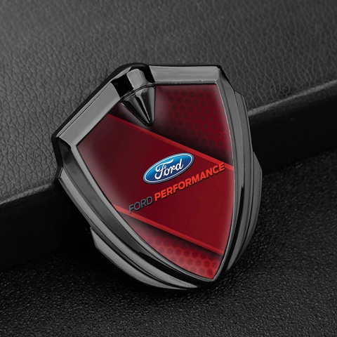 Ford Emblem Trunk Badge Graphite Red Ribbon Performance Edition