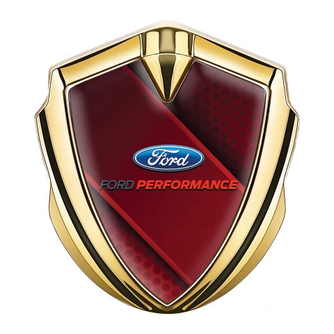 Ford Emblem Trunk Badge Gold Red Ribbon Performance Edition