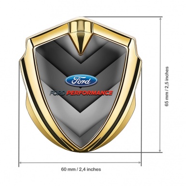 Ford Bodyside Emblem Badge Gold Greyscale Arrows Performance Logo