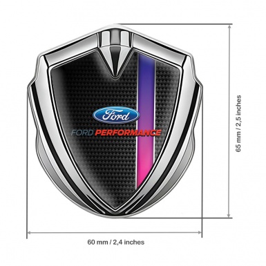 Ford Metal Emblem Self Adhesive Silver Black Carbon Color Stripe Motif