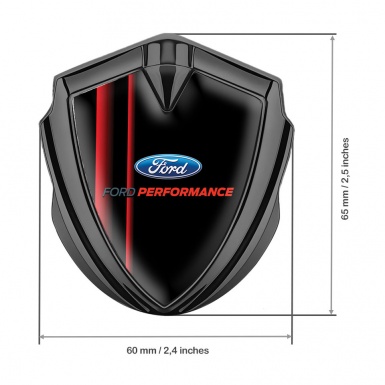 Ford Metal 3D Domed Emblem Graphite Black Background Crimson Stirpes