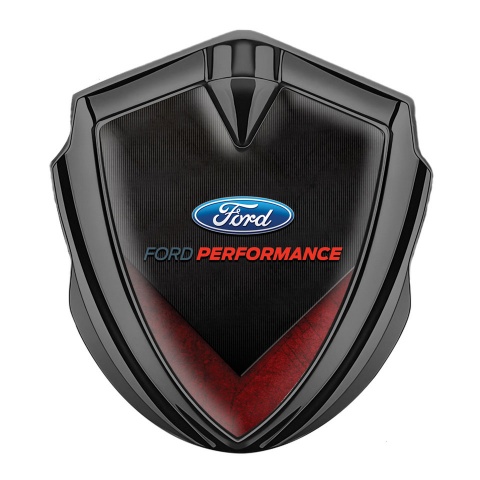 Ford Fender Emblem Badge Graphite Charcoal Slab Red Grunge Edition