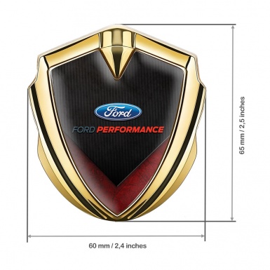 Ford Fender Emblem Badge Gold Charcoal Slab Red Grunge Edition