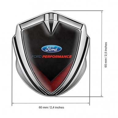 Ford Fender Emblem Badge Silver Charcoal Slab Red Grunge Edition