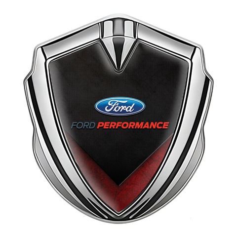Ford Fender Emblem Badge Silver Charcoal Slab Red Grunge Edition