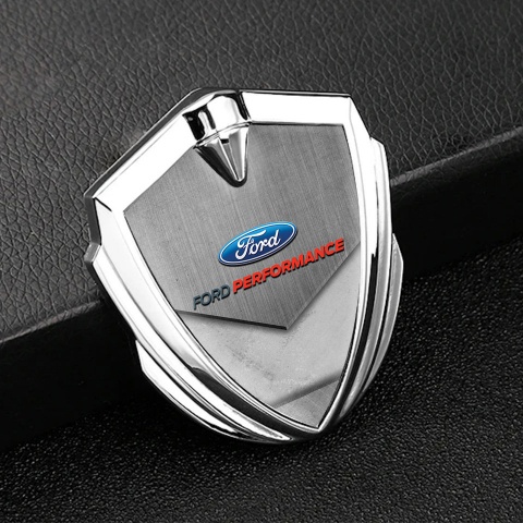 Ford Emblem Trunk Badge Silver Stone Slab Effect Performance Edition