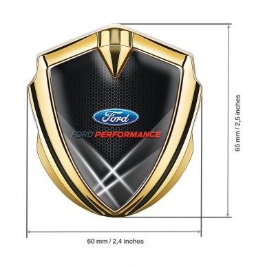 Ford Emblem Self Adhesive Gold Honeycomb Base Outglow Effect Design