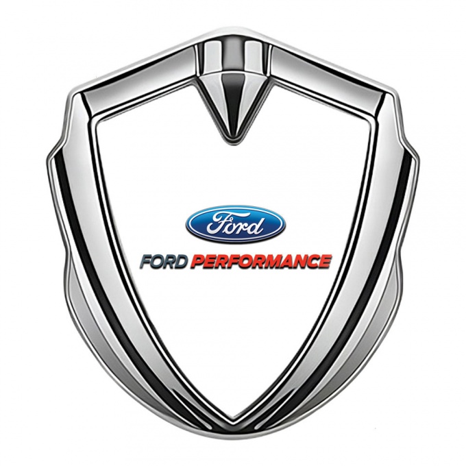 Ford Bodyside Emblem Self Adhesive Silver White Base Performance Logo