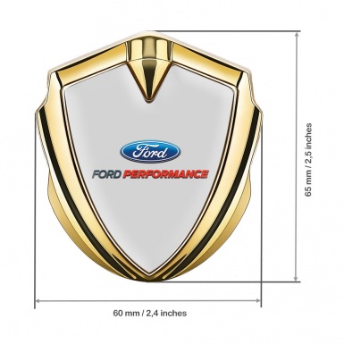 Ford Emblem Badge Self Adhesive Gold Moon Grey Performance Edition