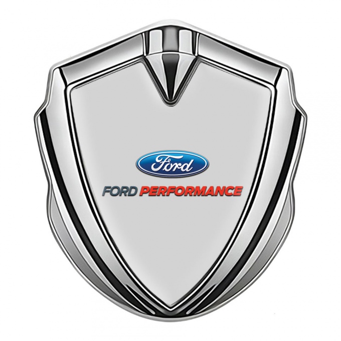 Ford Emblem Badge Self Adhesive Silver Moon Grey Performance Edition
