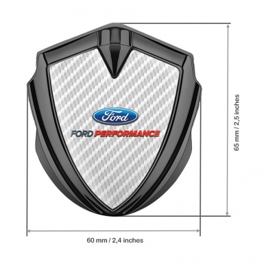 Ford Emblem Fender Badge Graphite White Carbon Classic Oval Logo