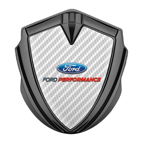 Ford Emblem Fender Badge Graphite White Carbon Classic Oval Logo