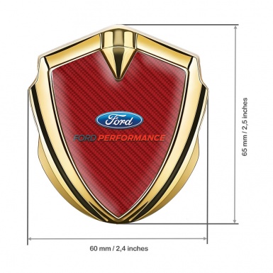 Ford Fender Emblem Badge Gold Crimson Carbon Base Performance Logo