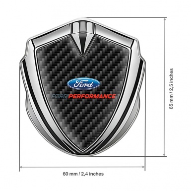 Ford Emblem Trunk Badge Silver Black Carbon Performance Logo Edition