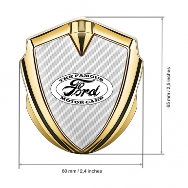 Ford Trunk Emblem Badge Gold Pearly White Carbon Vintage Edition