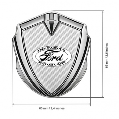 Ford Trunk Emblem Badge Silver Pearly White Carbon Vintage Edition