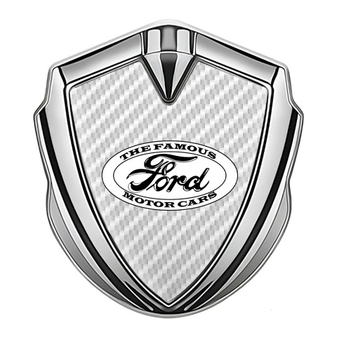 Ford Trunk Emblem Badge Silver Pearly White Carbon Vintage Edition