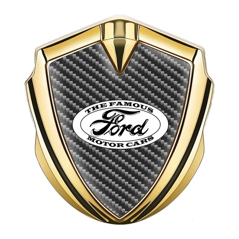 Ford Emblem Car Badge Gold Dark Carbon Oval Vintage Logo Design