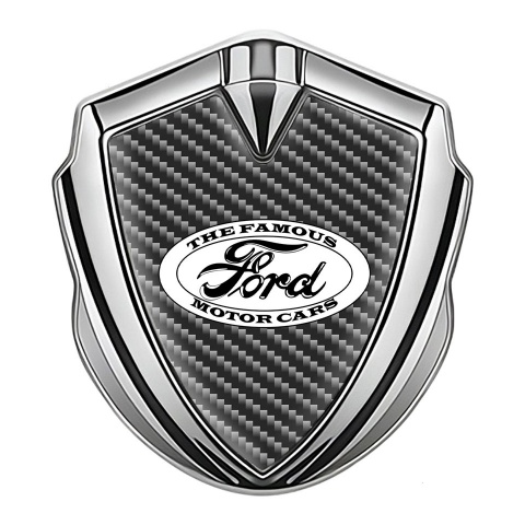 Ford Emblem Car Badge Silver Dark Carbon Oval Vintage Logo Design