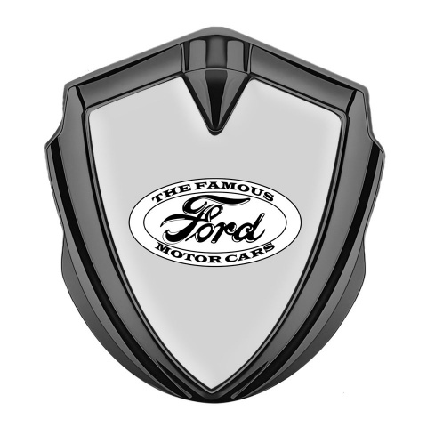 Ford Bodyside Domed Emblem Graphite Moon Grey Vintage Logo Design