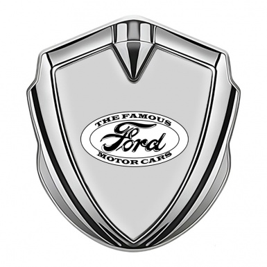 Ford Bodyside Domed Emblem Silver Moon Grey Vintage Logo Design