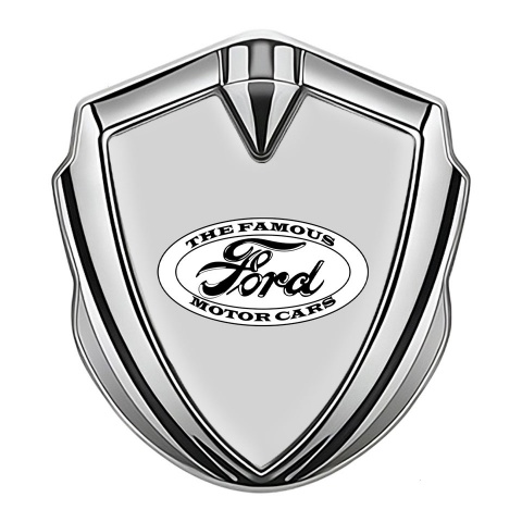 Ford Bodyside Domed Emblem Silver Moon Grey Vintage Logo Design
