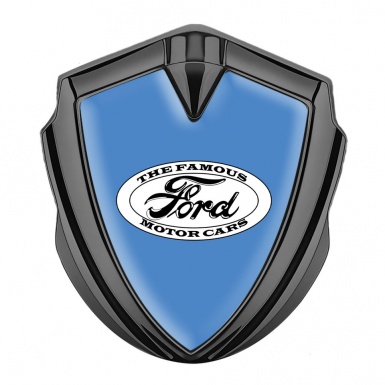 Ford Selbstklebendes Metallaufkleber Emblem Graphit Tonfarbe mit Blau Fundament und Vintage Logo Stil 