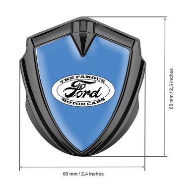 Ford Selbstklebendes Metallaufkleber Emblem Graphit Tonfarbe mit Blau Fundament und Vintage Logo Stil 