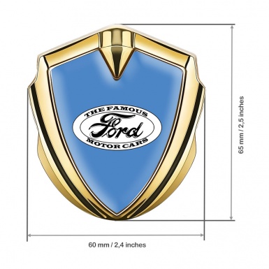 Ford Bodyside Emblem Self Adhesive Gold Blue Base White Classic Logo