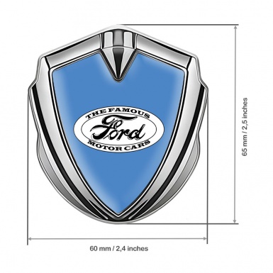 Ford Bodyside Emblem Self Adhesive Silver Blue Base White Classic Logo
